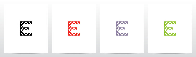 Obraz premium Arrows Forming Letter Logo Design E