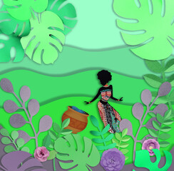 mujer africana selva papel