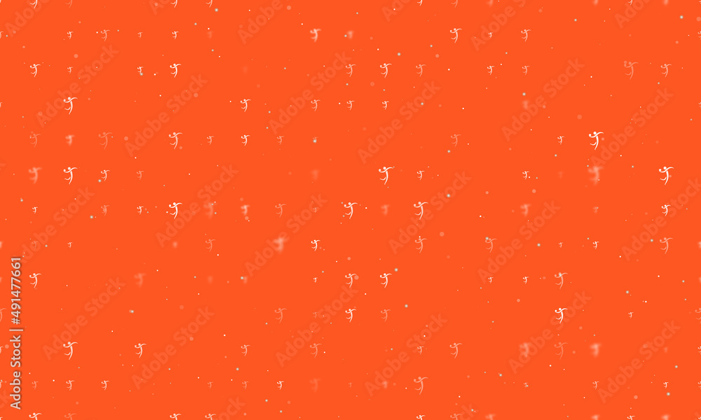 Poster seamless background pattern of evenly spaced white handball symbols of different sizes and opacity. 