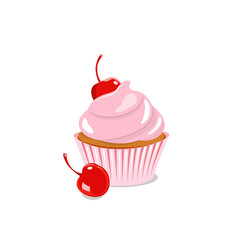 cake with cream and cherry