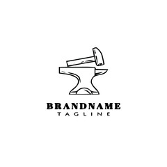 hammer logo template icon black design vector illustration