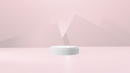 Abstract background White Podium for product display presentation, on pink background minimal on , 3d rendering