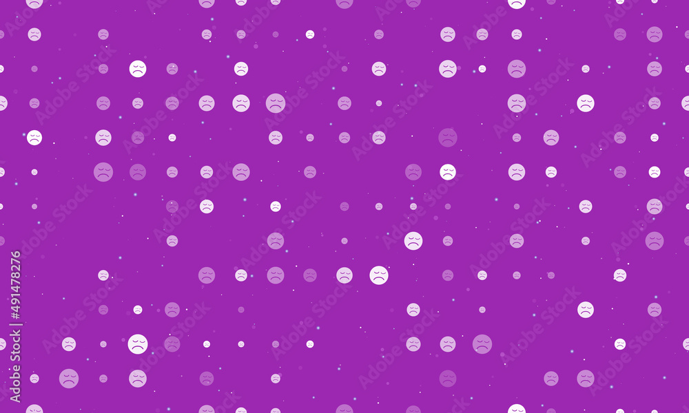 Poster seamless background pattern of evenly spaced white depression symbols of different sizes and opacity