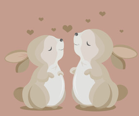 Two happy and in love rabbits