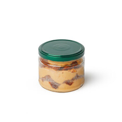 fruit cream mousse pudding in a glass jar