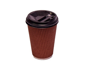 Disposable cardboard cup for takeaway coffee or tea isolated on white background