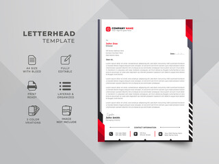Creative Red Business Letterhead Template. Corporate Business Letterhead template. Letterhead design for your project, vector design illustration.