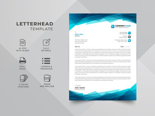 Abstract creative letterhead template design for your business. Professional blue and black color template. Creative modern letter head design template.