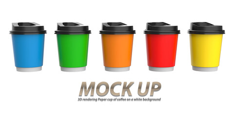 3D rendering Paper cup of coffee on a white background