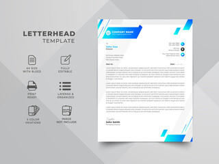 Corporate business letterhead, elegant and minimalist style letterhead template design full vector. Creative shape letterhead template.a4 size letterhead template.