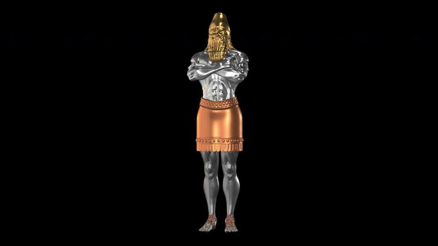 4K King Nebuchadnezzar's Dream Statue Daniel Presentation 3D Illustration - WITH TRANSPARENT BACKGROUND [45sec 60fps Looping Video]