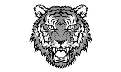 tiger face front tribal tattoo line 호랑이 일러스트 타투도안