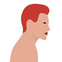 male silhouette profile flat design, isolated, vector