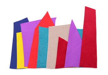 Pieces of fabric are multicolored.