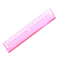3d render illustration pink plastic tape ruler isolated on white background. School measuring ruler...