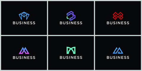 Creative M letter logo icon set for luxury business, elegant.