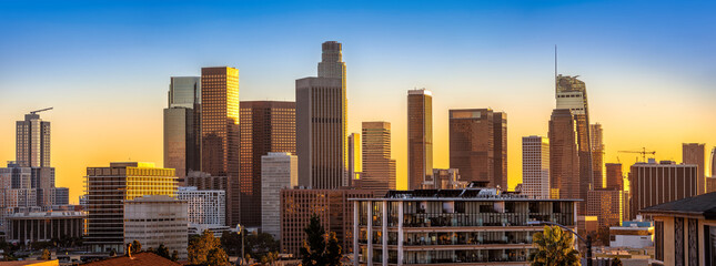 panoramic view at los angeles during sunset