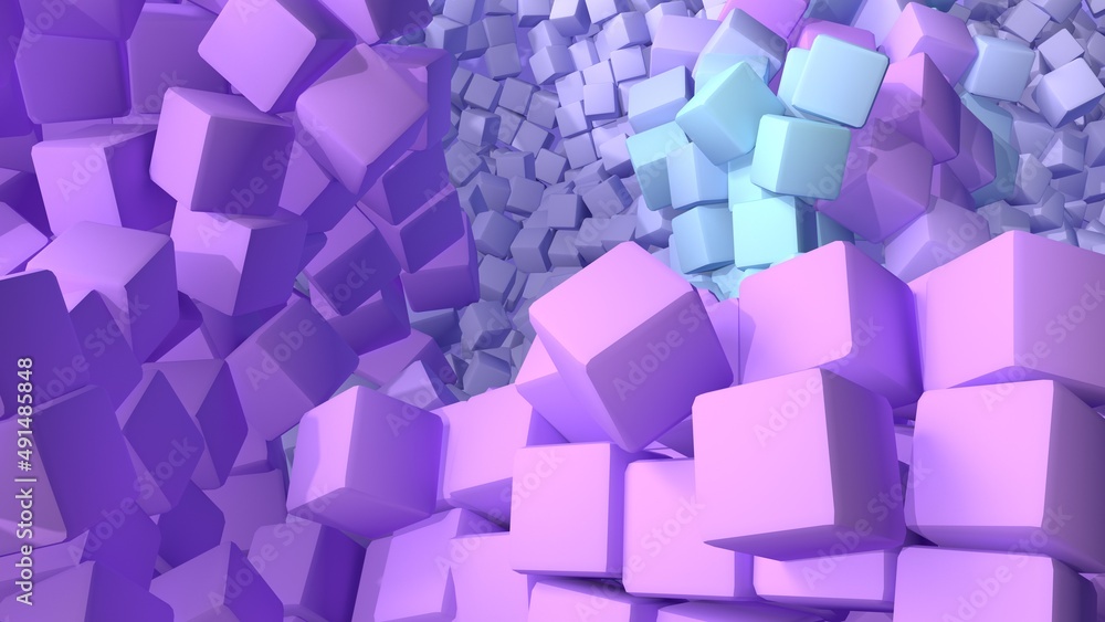 Poster square blocks abstract geometric shapes 3d render background