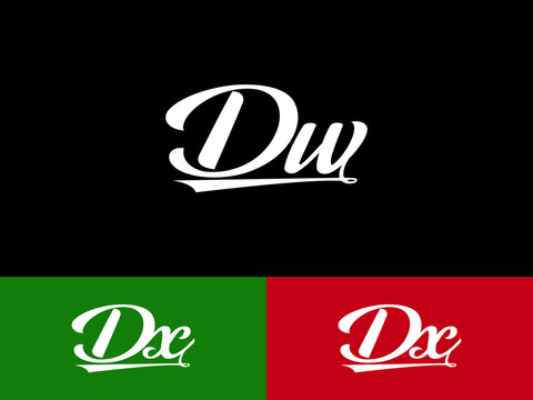 Colorful DW Letter logo, Signature dw wd logo icon vector icon design for creative business