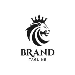 Luxury King Lion Logo Icon Vector Illustration