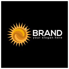 Sun logo vector. Flat design. Vector Illustration on black background.	