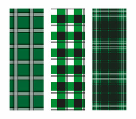 Set of Seamles Pattern of Green Tartan