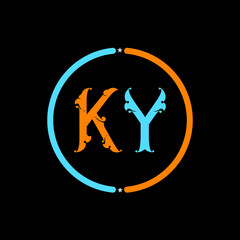 KY Letter Logo design. black background.