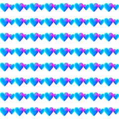 Seamless linear pattern with gradient blue hearts