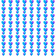 Seamless linear vertical pattern with gradient blue hearts