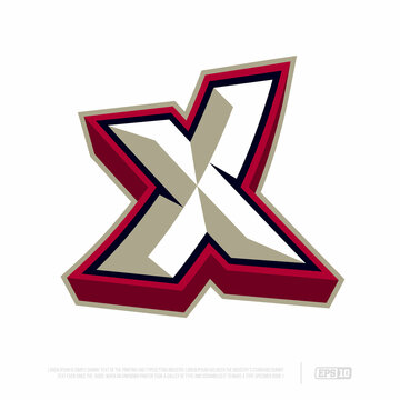 Modern professional letter emblem for extreme games with the image of the letter X