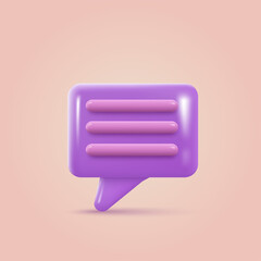 3d chat message speech bubble. Vector