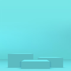 Abstract background with blue color podium for presentation. Vector