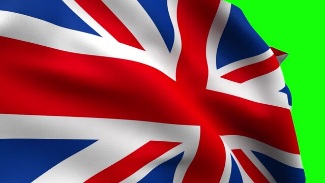 Waving England flag over green screen