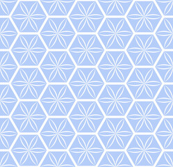 Abstract seamless blue geometric hexagons pattern.