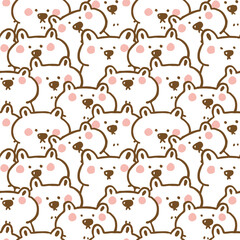 Seamless Pattern of Cute Cartoon Bear Illustration Design