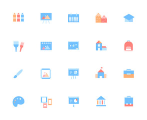 Paint, brush, picture line icon related to art education.
