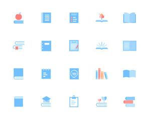 Icon for book, notebook, exam paper, library, etc. related to various learning.
