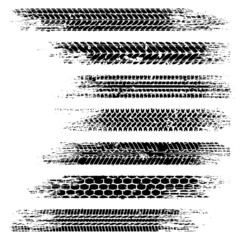 Tire tracks grunge set arrow shape © longquattro