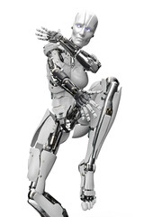 amazing robot is doing a hiphop dance close up view