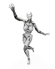 amazing robot is running desperately