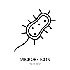Outline vector icon with microbe.