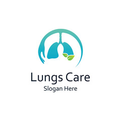 Lungs health and lungs care logo vector design, lungs logo illustration template.
