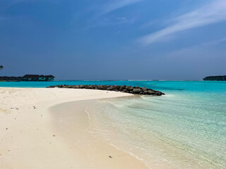 big stones on tropical maldives beach