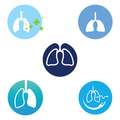 Lungs health and lungs care logo vector design, lungs logo illustration template.
