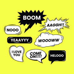 Set of comic speech bubbles cartoon drawing