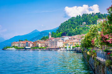 Bellagio borgo on Lake Como, Italy. Romantic scenery of coast and lakefront, the town is famous for...