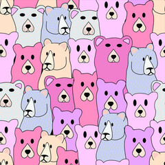 bears endless print on fabric. vector abstract illustration. animal background.  doodle vector seamless wallpaper cartoon background