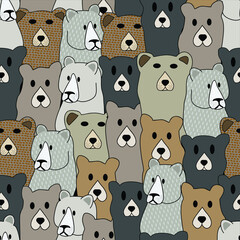 bears endless print on fabric. vector abstract illustration. animal background.  doodle vector seamless wallpaper cartoon background