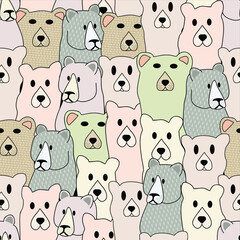 bears endless print on fabric. vector abstract illustration. animal background.  doodle vector seamless wallpaper cartoon background