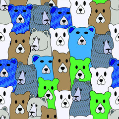 bears endless print on fabric. vector abstract illustration. animal background.  doodle vector seamless wallpaper cartoon background
